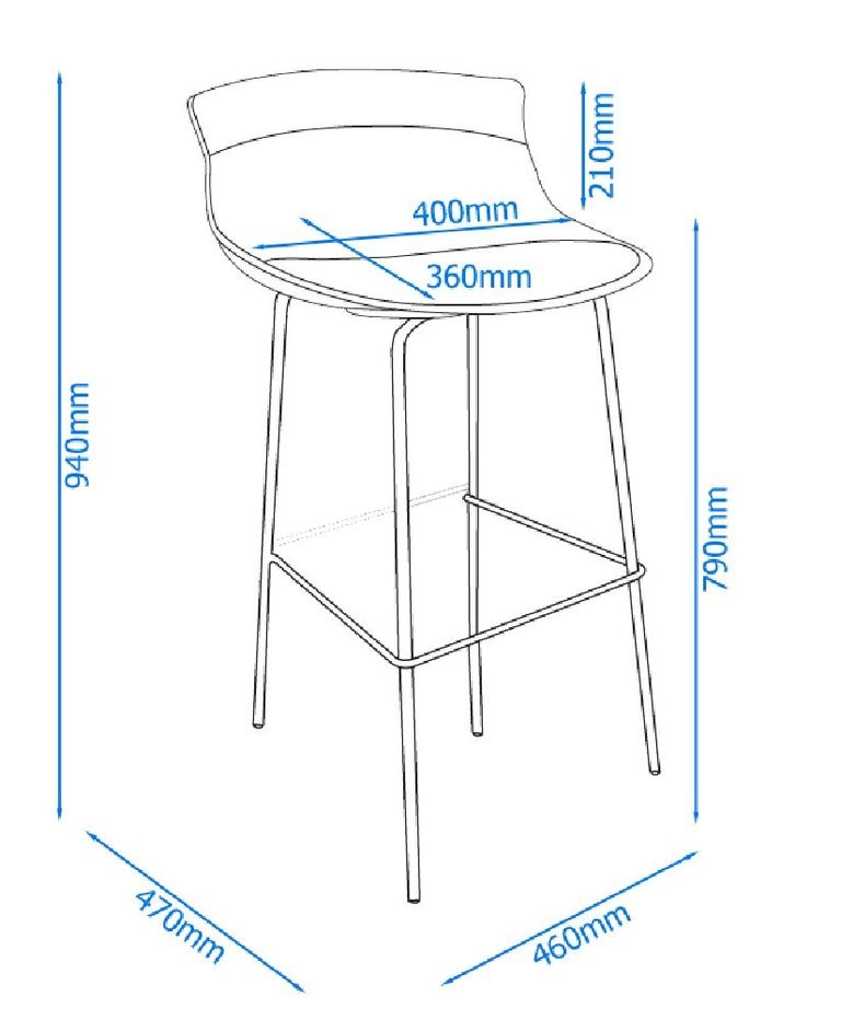 2 x Henry White Barstool - ABS7085WHT