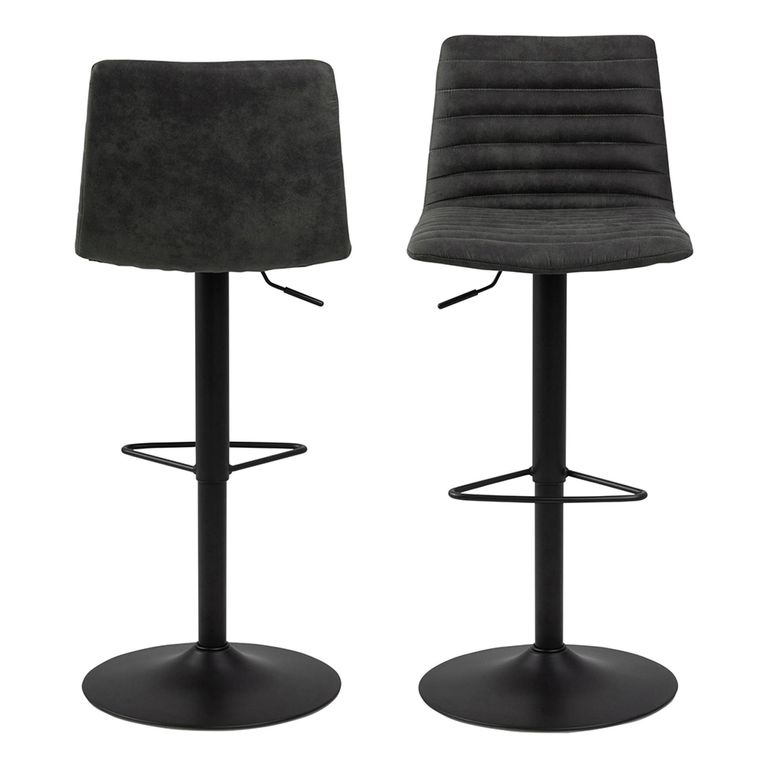 Kimmy Barstool - Set of 2 - Anthracite Fabric - Gas Lift