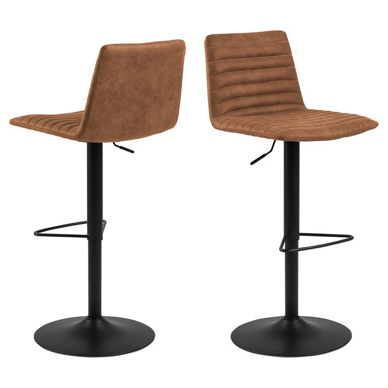 Kimmy Barstool - Set of 2 - Camel Fabric - Gas Lift