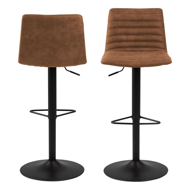 Kimmy Barstool - Set of 2 - Camel Fabric - Gas Lift