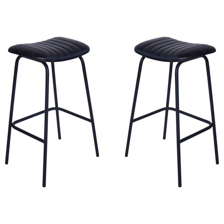 Arthur Barstool - Set of 2 - Charcoal Leather