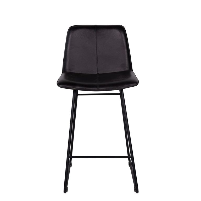 Robinson Barstool with Back - Set of 2 - Charcoal Leather