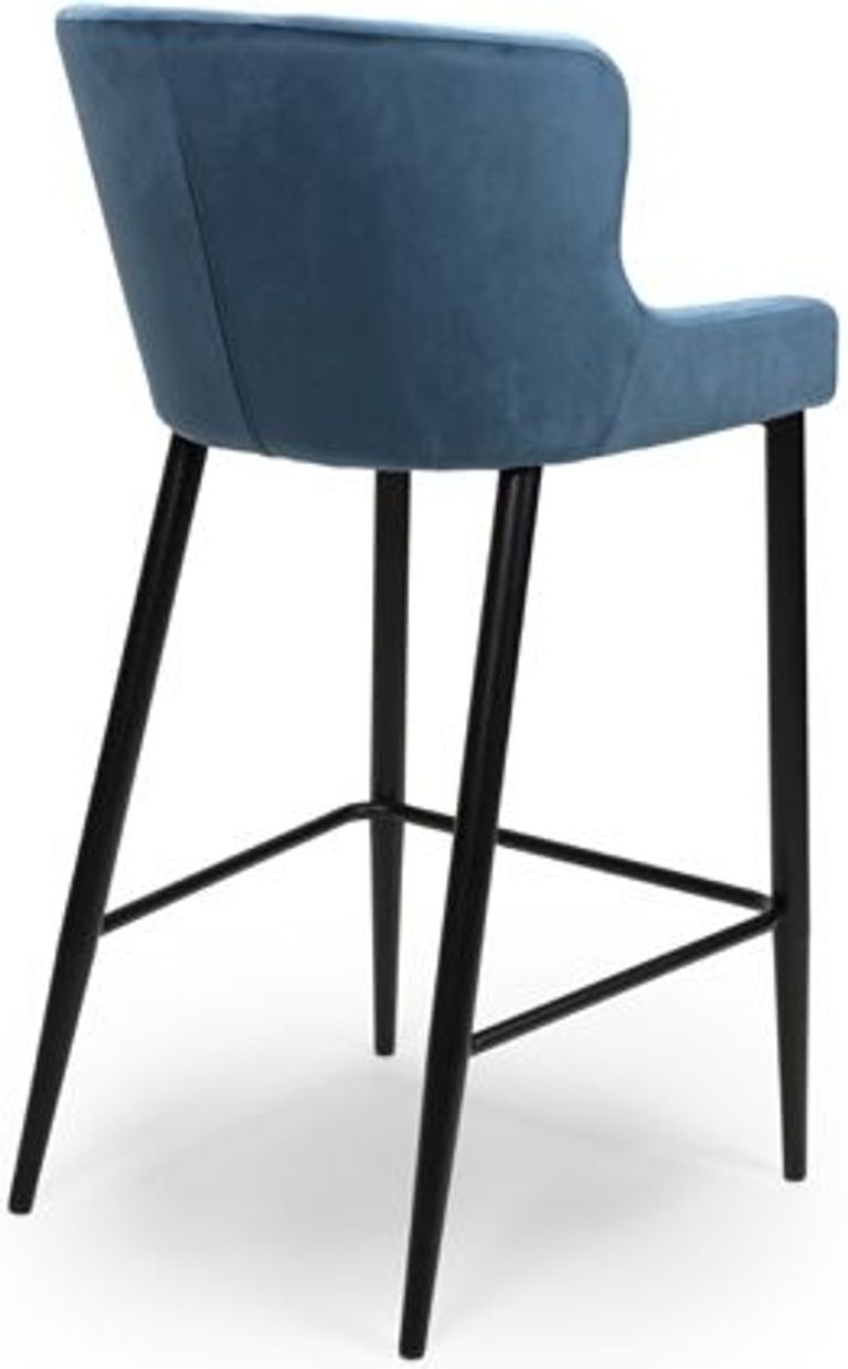 Malmo Barstool with Back - Set of 2 - Blue Fabric