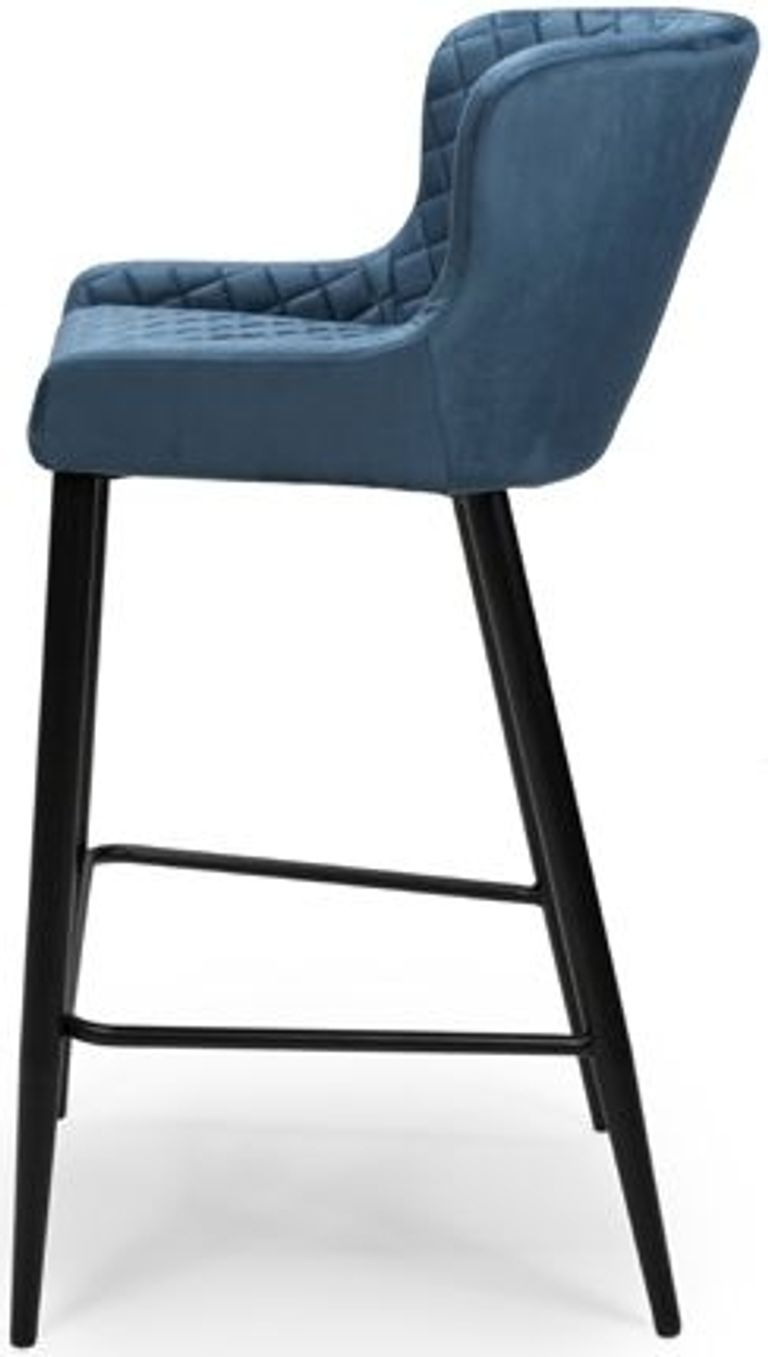 Malmo Barstool with Back - Set of 2 - Blue Fabric
