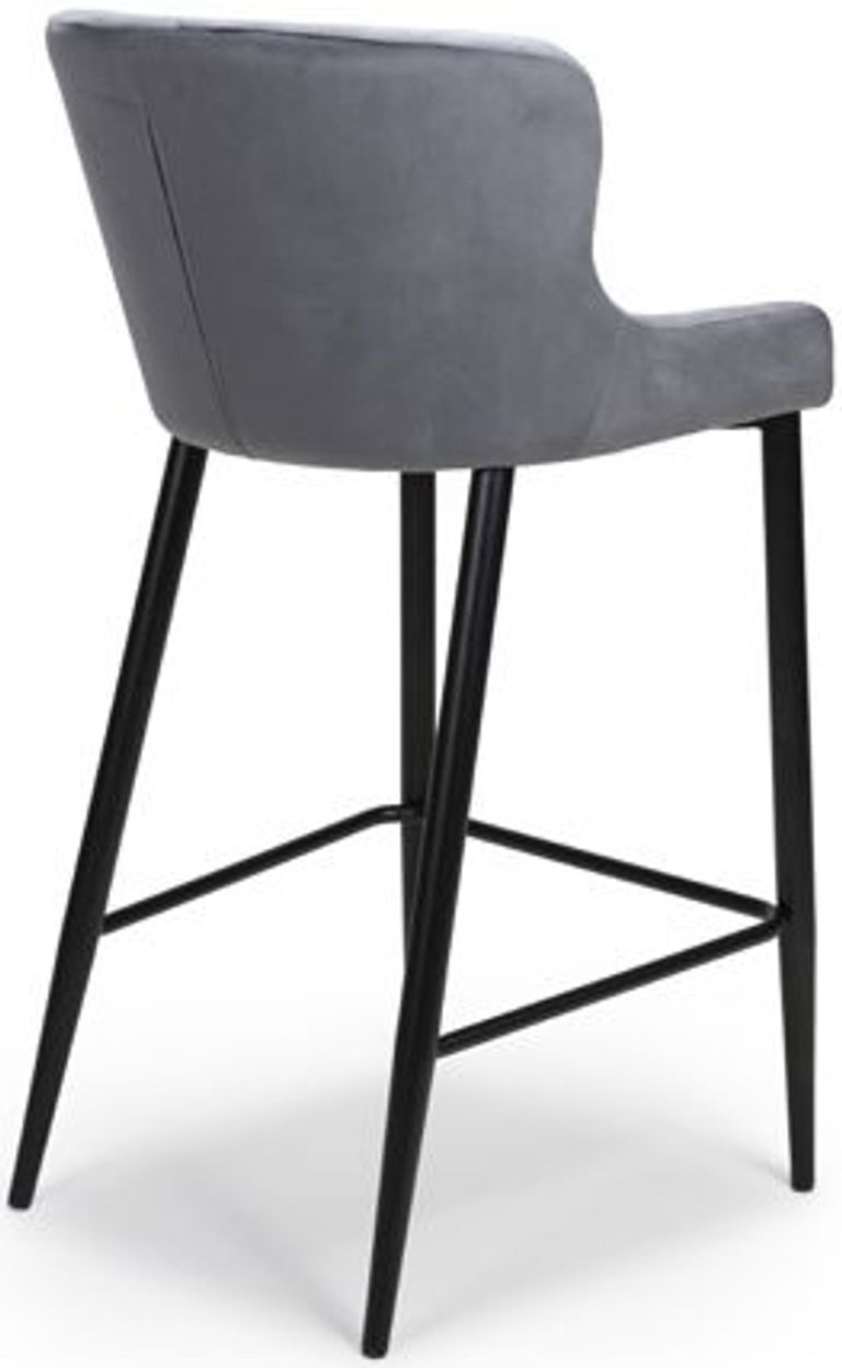 Malmo Barstool with Back - Set of 2 - Grey Fabric