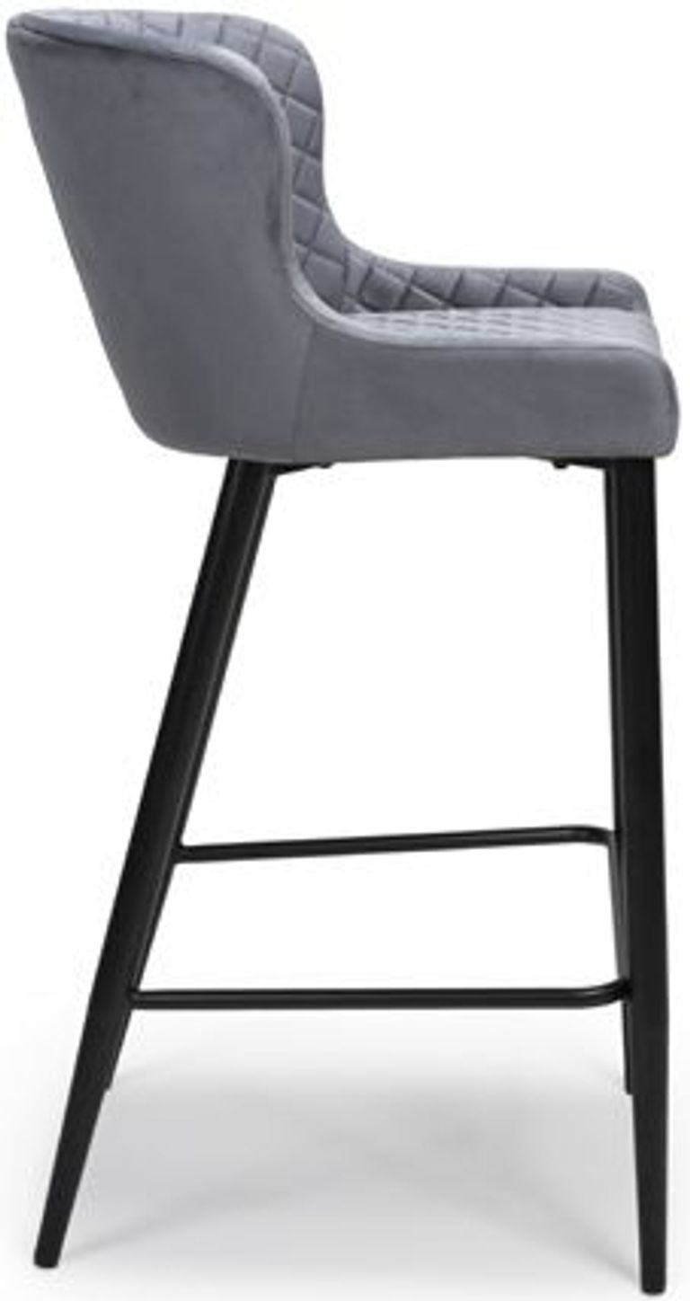 Malmo Barstool with Back - Set of 2 - Grey Fabric