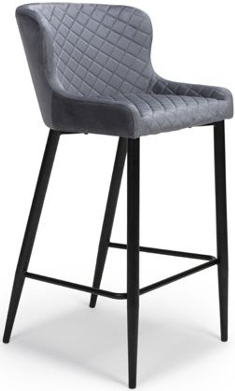 Malmo Barstool with Back - Set of 2 - Grey Fabric