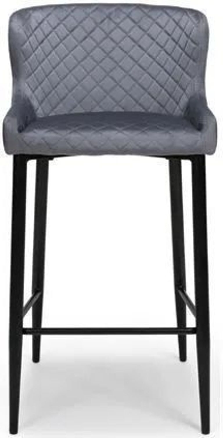 Malmo Barstool with Back - Set of 2 - Grey Fabric