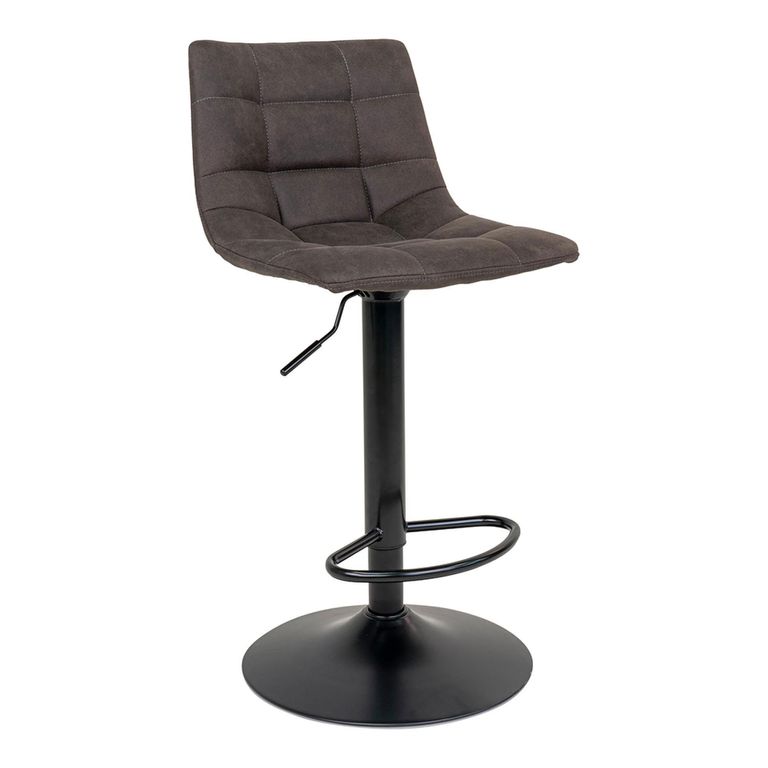 Middelfart Barstool - Dark Grey - Fabric - Set of 2 - Adjustable - with Back