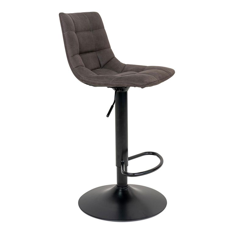Middelfart Barstool - Dark Grey - Fabric - Set of 2 - Adjustable - with Back