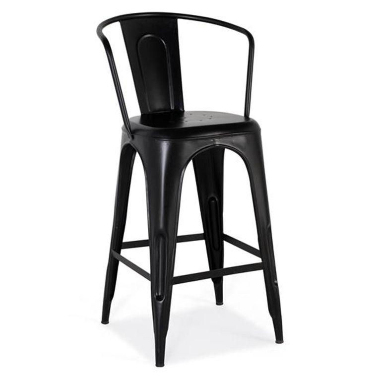 Nankanzi Barstool - Tolix Style - Black Metal - Set of 2