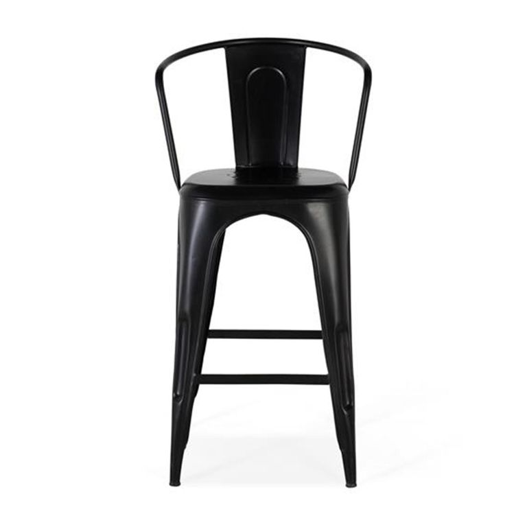 Nankanzi Barstool - Tolix Style - Black Metal - Set of 2