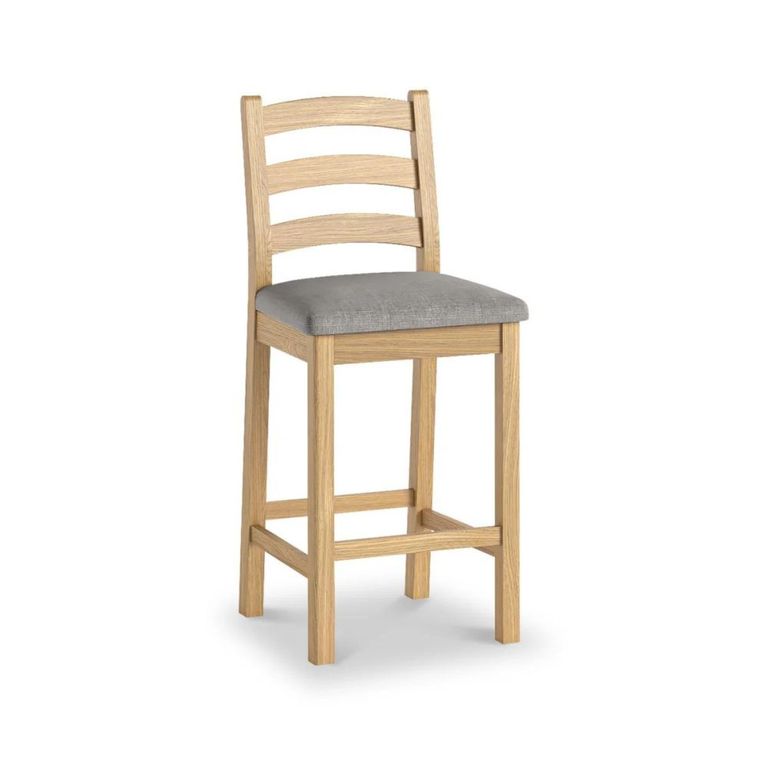 Normandy Barstool - Set of 2 - Oak & Grey Fabric