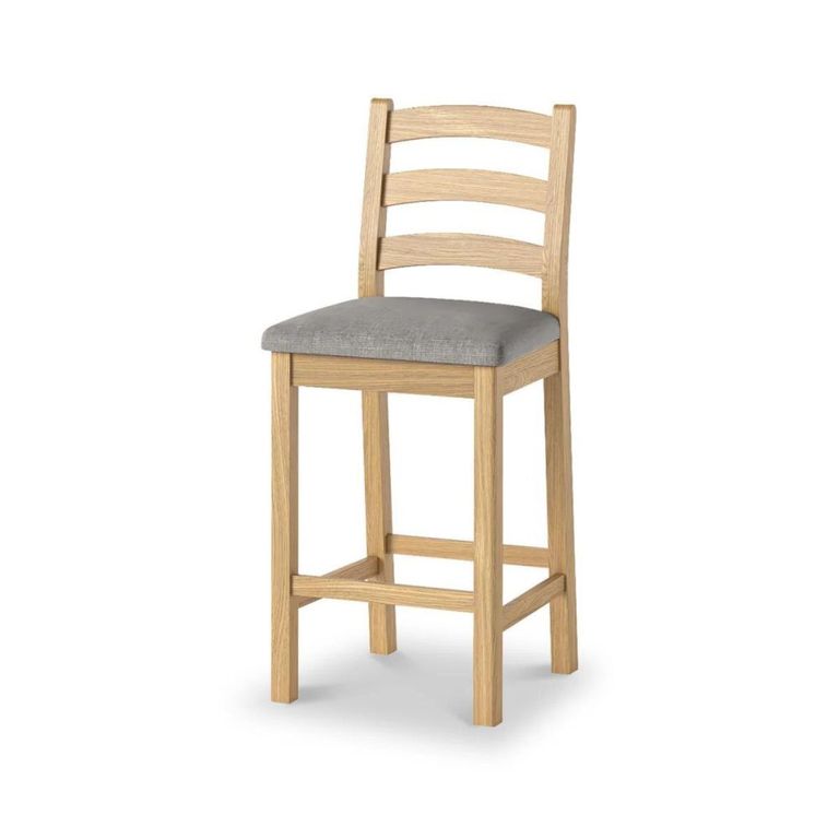 Normandy Barstool - Set of 2 - Oak & Grey Fabric