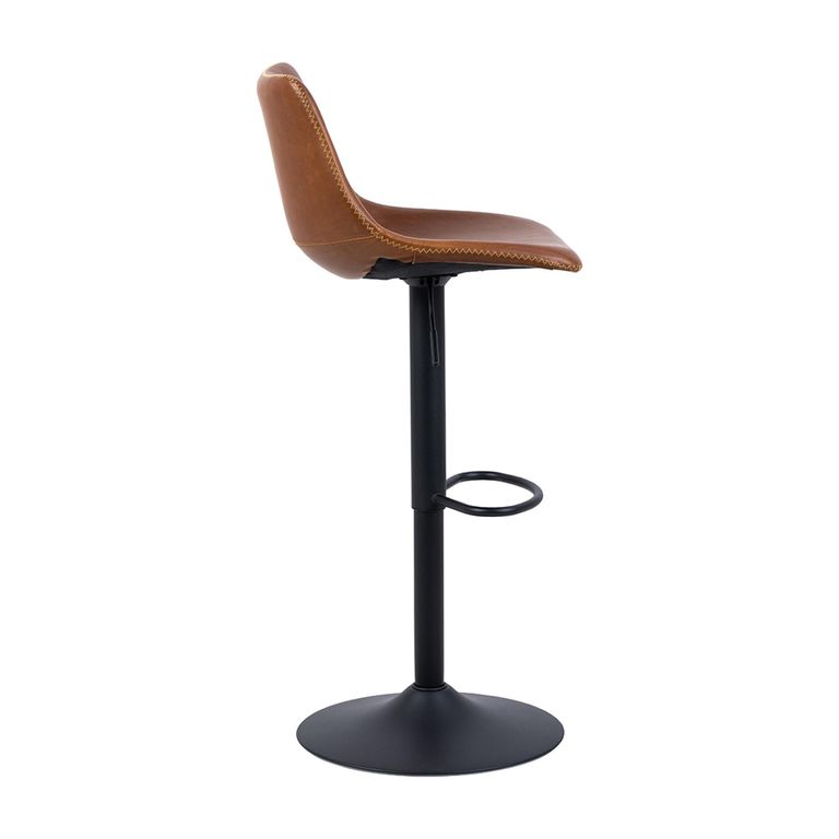 Oregon Barstool - Set of 2 - Tan Faux Leather - Gas Lift - with Back