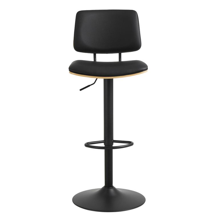 Owen Barstool - Set of 2 - Black Faux Leather - with Back