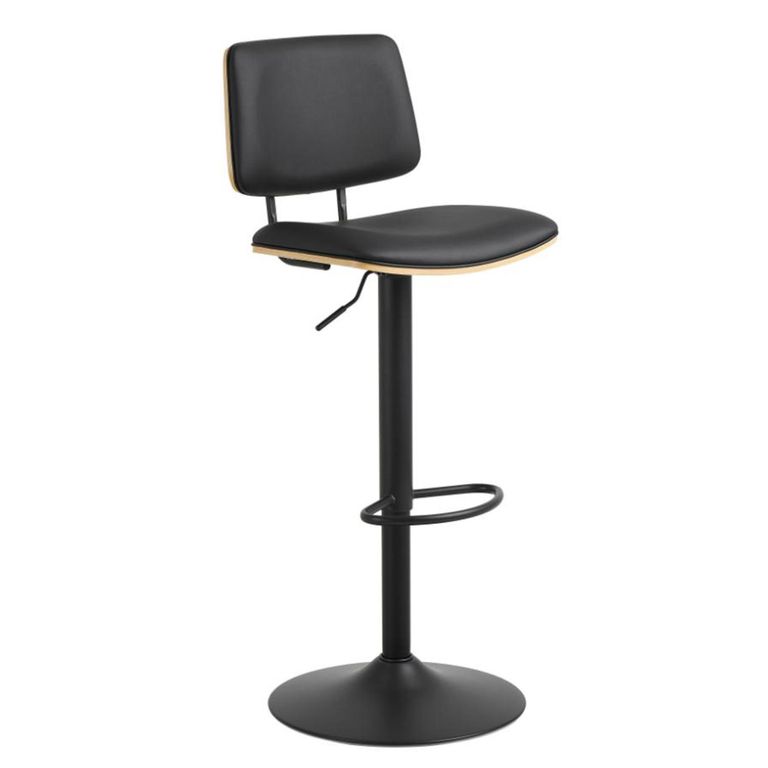 Owen Barstool - Set of 2 - Black Faux Leather - with Back