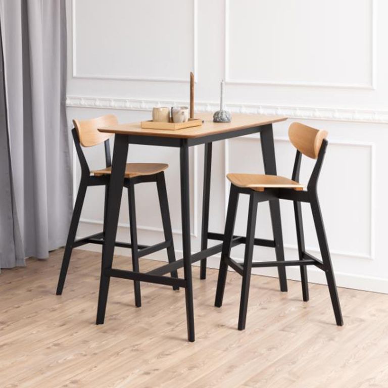 Roxby Barstool - Set of 2 - Oak and Black - with Back