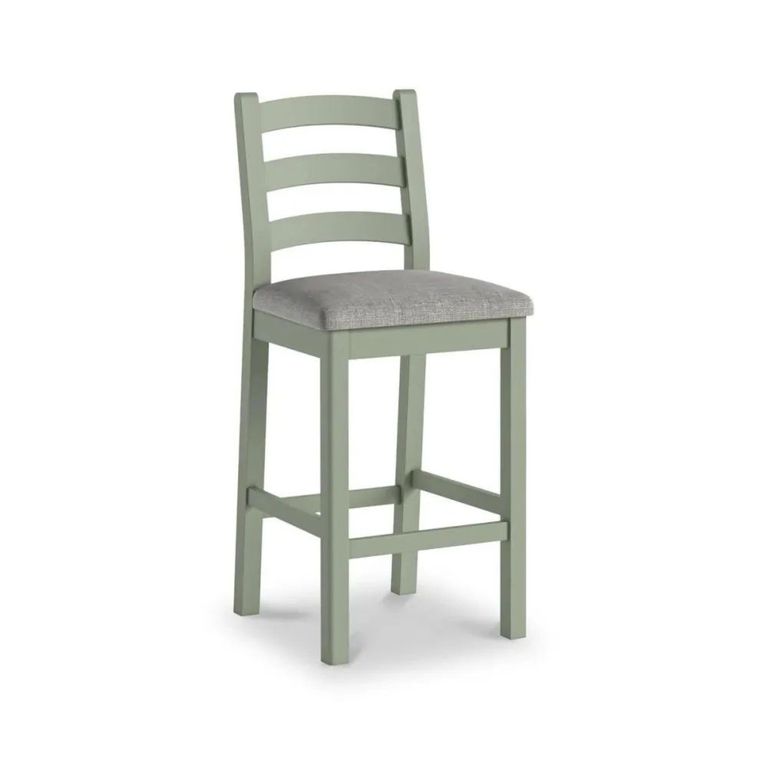 Salcombe Bar Stool - Set of 2 - Sage Oak - Grey Fabric