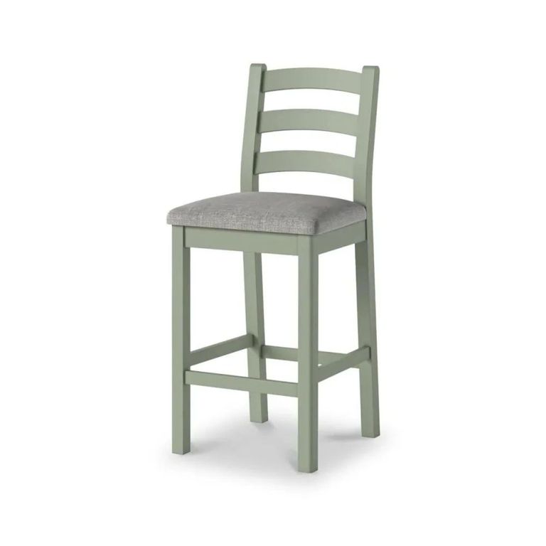 Salcombe Bar Stool - Set of 2 - Sage Oak - Grey Fabric