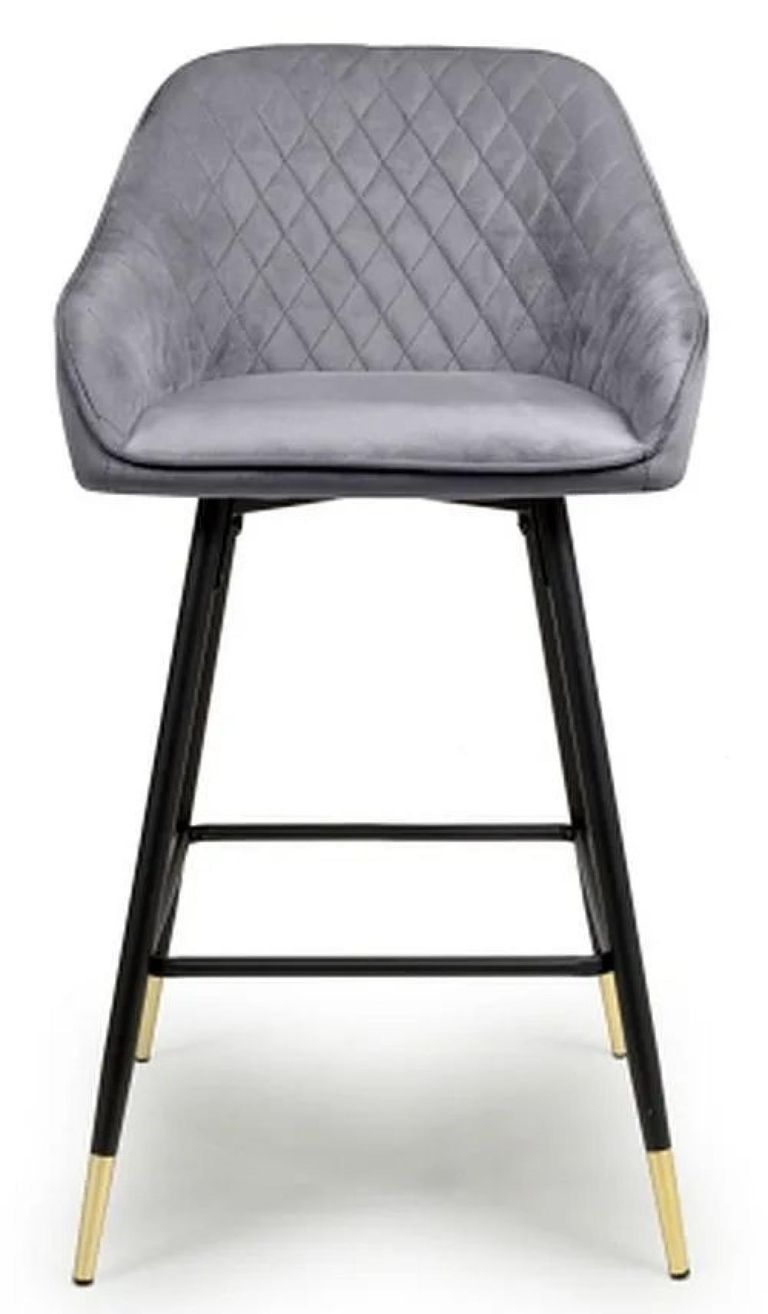 2 x Savanna Brushed Grey Velvet Barstool