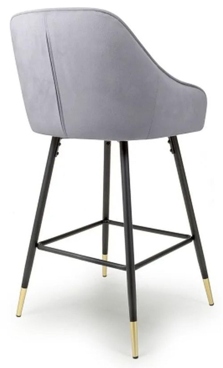 2 x Savanna Brushed Grey Velvet Barstool