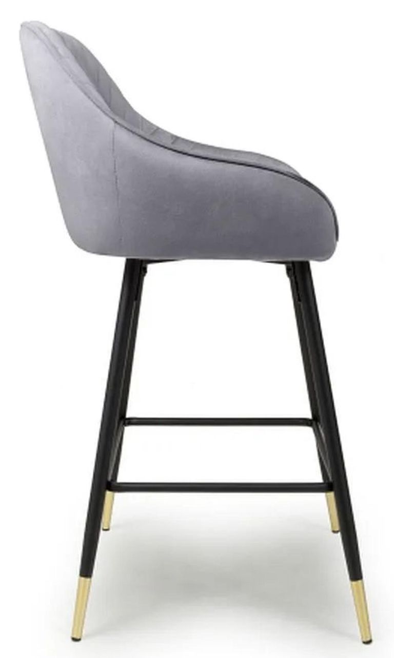 2 x Savanna Brushed Grey Velvet Barstool