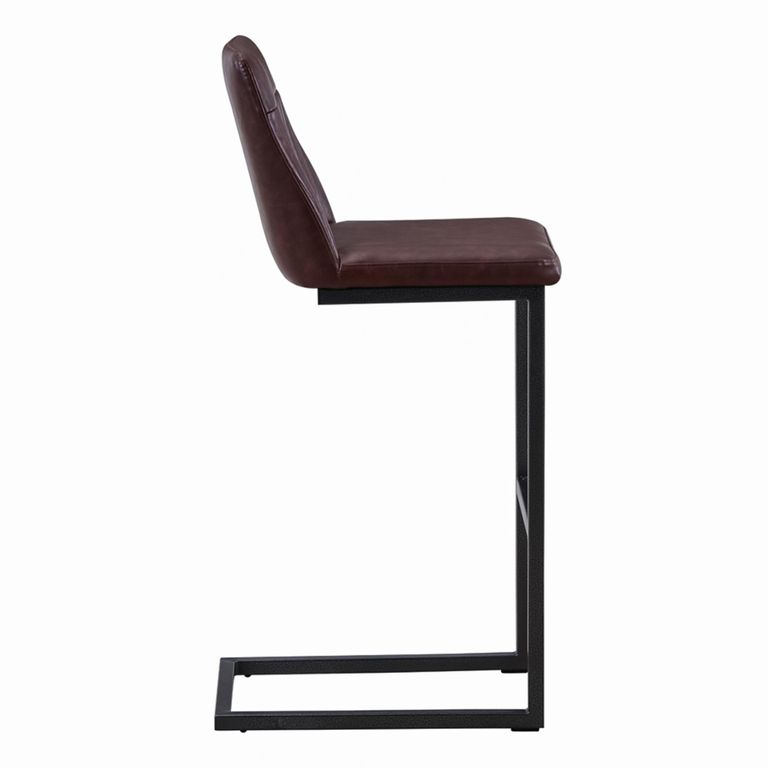 Vintage Barstools - Set of 2 - Brown Faux Leather - Cantilever Base