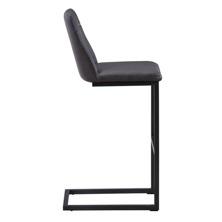 Vintage Barstools - Set of 2 - Grey Faux Leather - Cantilever Base