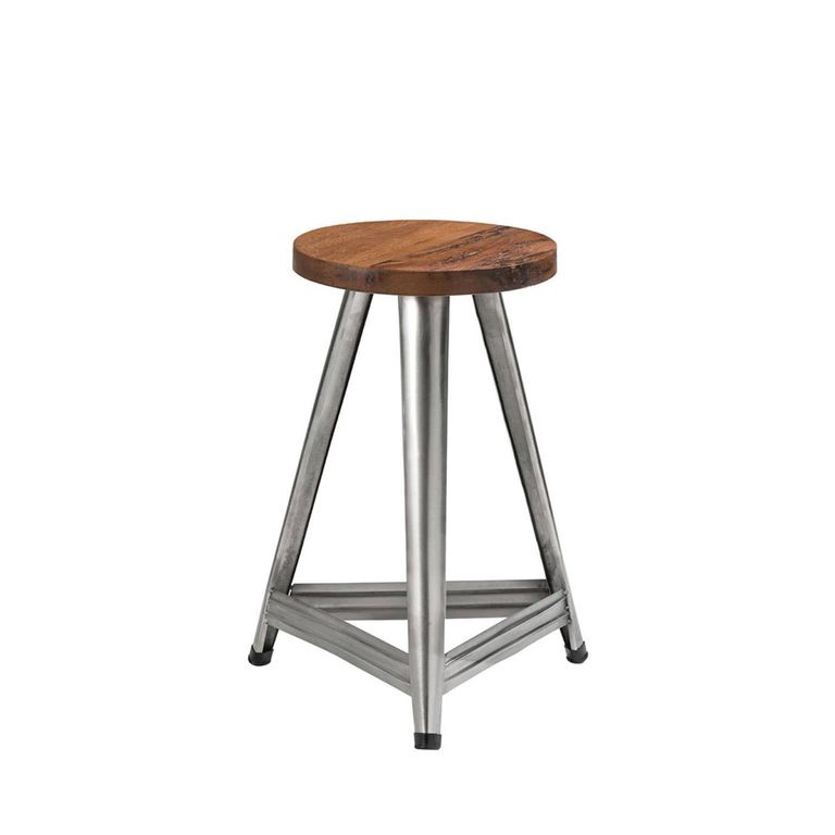 Avro Stool - Round - Silver Aluminium Cladded and Wood