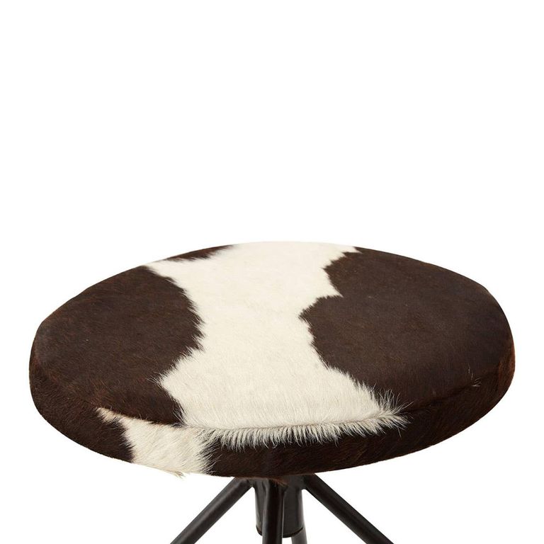 Boho Barstool - Cowhide - Industrial - Round