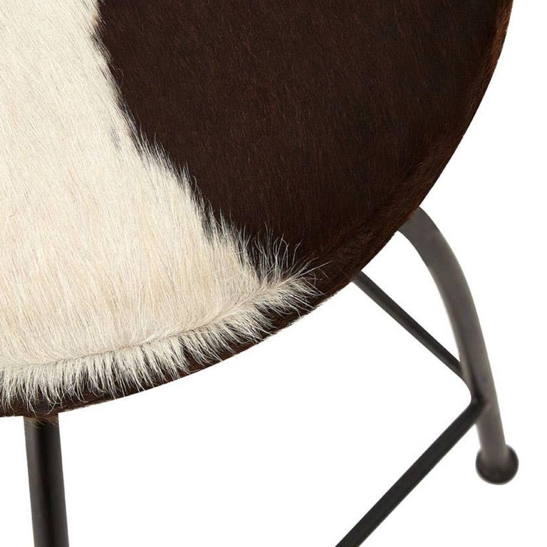 Boho Barstool - Cowhide - Industrial - Round