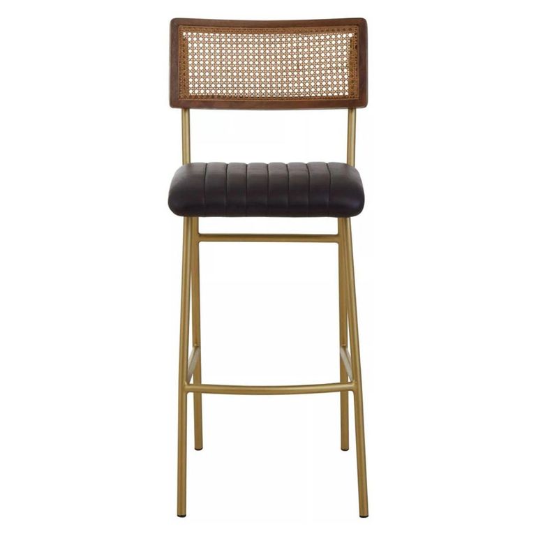 Buffalo Bar Chair - Black - Leather with Gold Metal