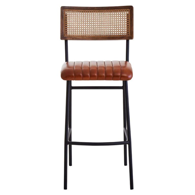 Buffalo Bar Chair - Tan - Leather with Black Metal