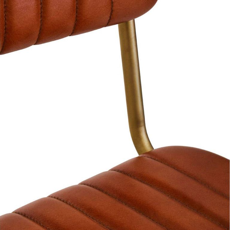 Buffalo Bar Chair - Tan - Leather with Gold Metal Frame