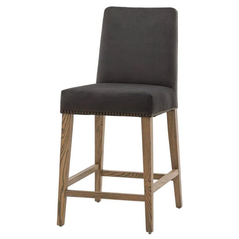 Clearance - Set of 2 Rex Mouse Velvet Barstool - A108