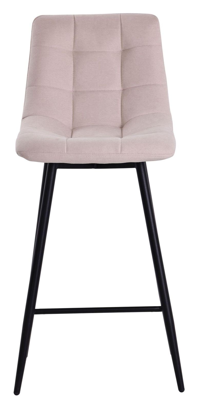 Corona Beige Velvet Fabric High Back Barstool with Black Metal Legs