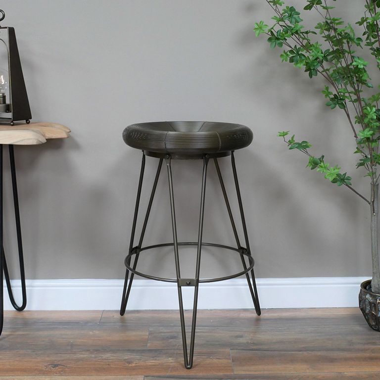 Stool - Round - Grey Metal