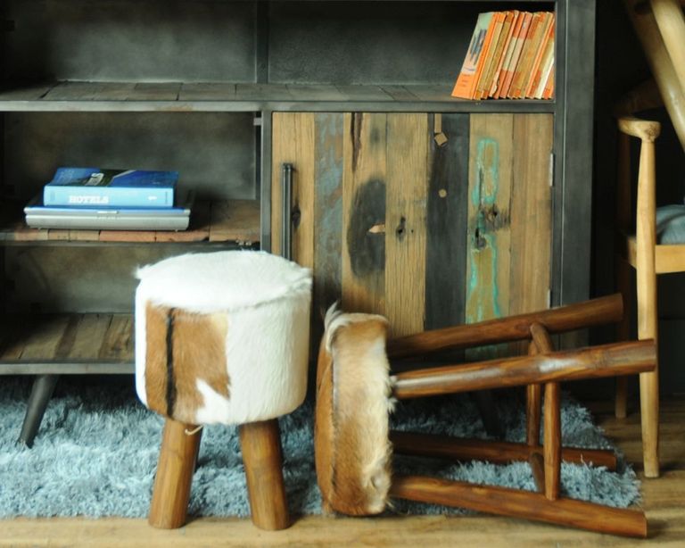 Frankfort Goat Skin Kitchen Stool