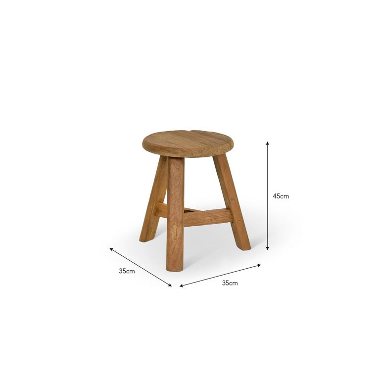 Hawthorne Outdoor Stool Natural Teak Wood