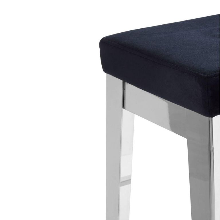 Horizon Barstool - Black Velvet Fabric with Silver Metal