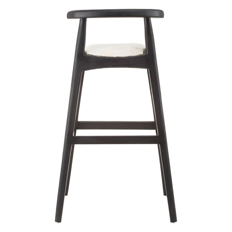 Kendari Barstool - White Leather with Teak Wood
