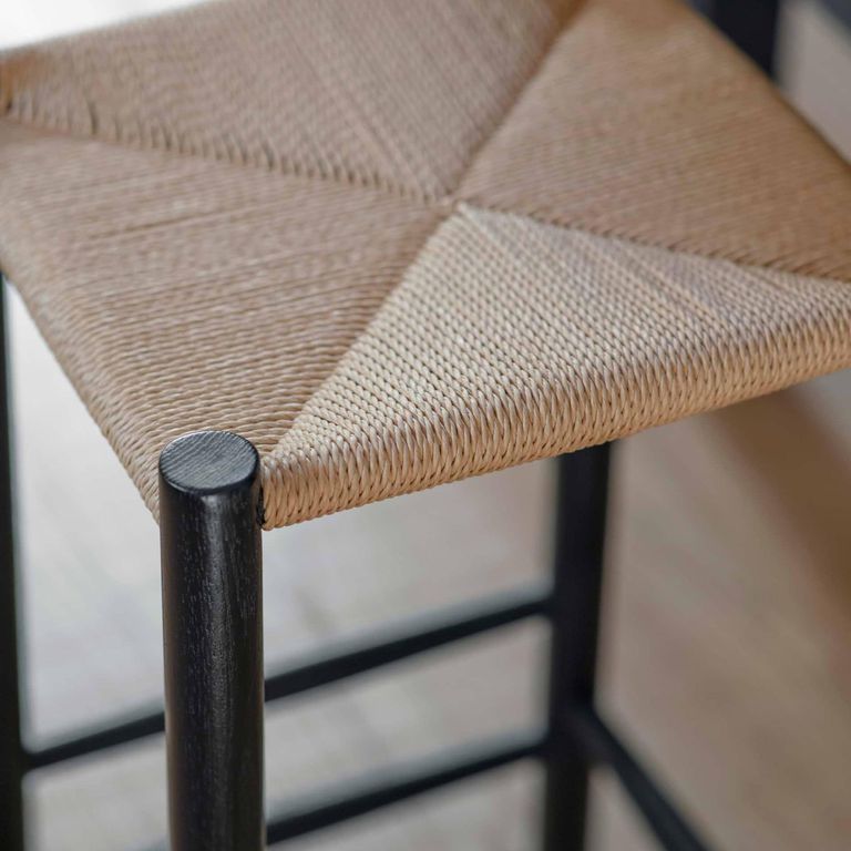 Longworth Bar Stool Black and Rattan