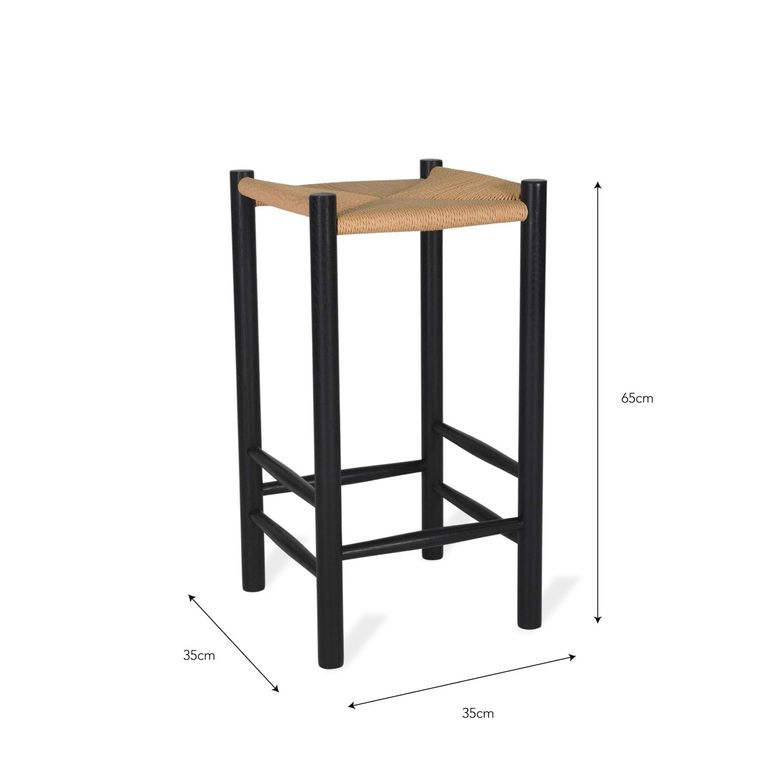 Longworth Bar Stool Black and Rattan