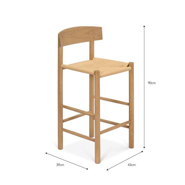 Longworth Bar Stool With Back Natural Rattan