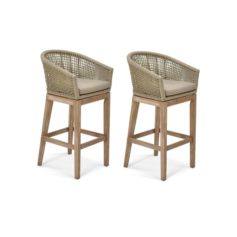 Lynton Outdoor Bar Stool Set of 2 Grey