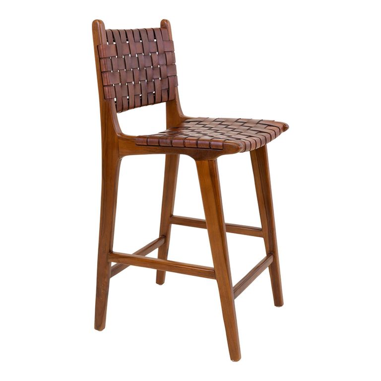 Perugia Counter Chair - Brown Leather