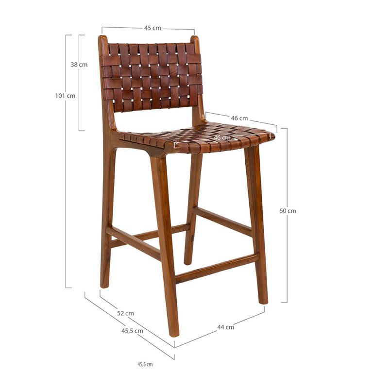 Perugia Counter Chair - Brown Leather