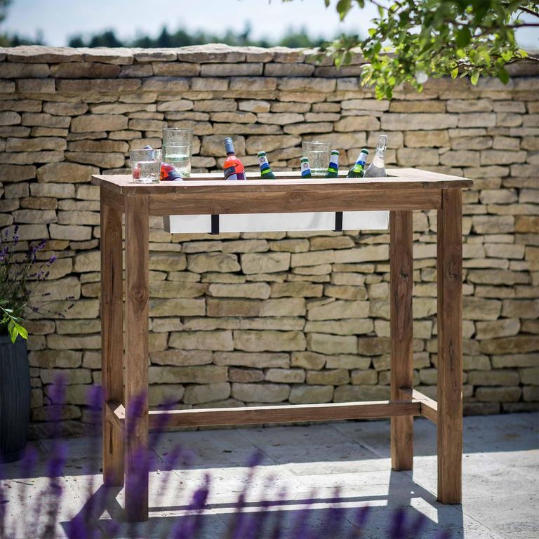 St Mawes Outdoor Bar Table with Trough 120cm Reclaimed Teak Wood