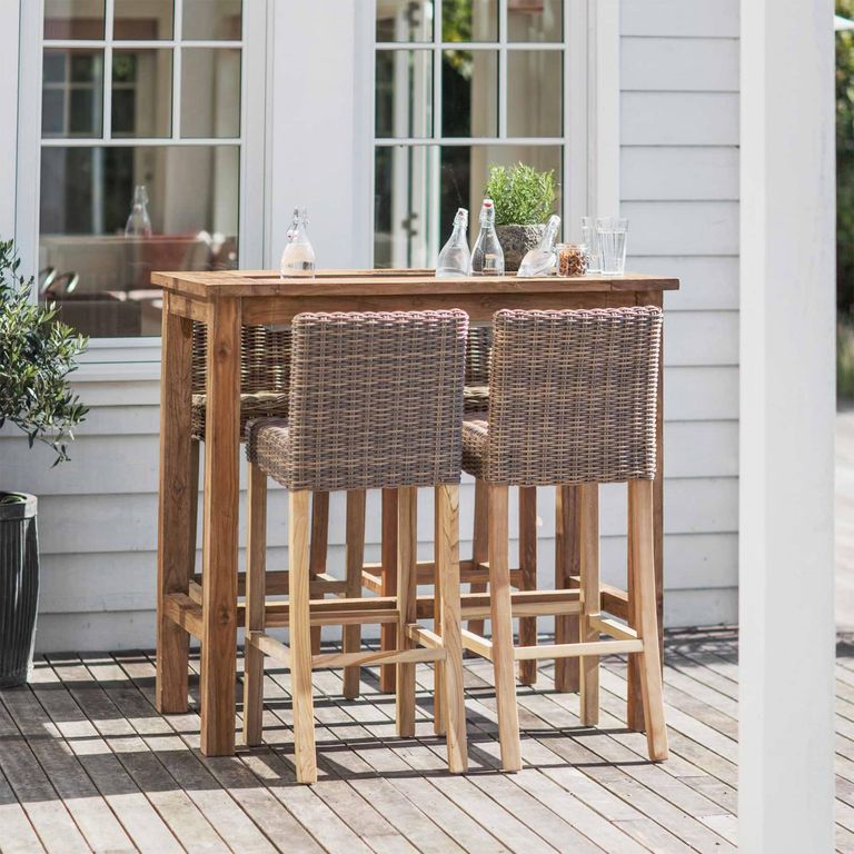 St Mawes Outdoor Bar Table with Trough 120cm Reclaimed Teak Wood